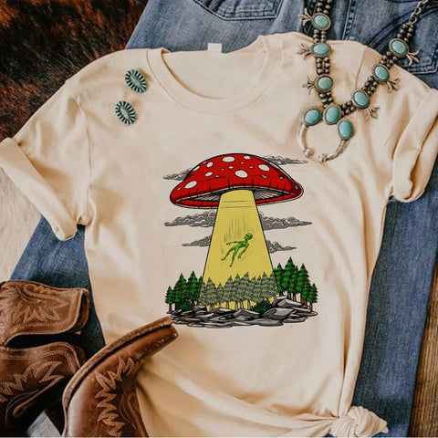 Magic Mushrooms Alien Psychedelic t-shirts women