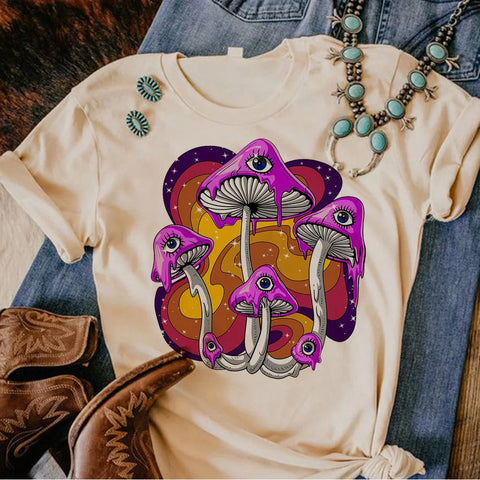 Magic Mushrooms Alien Psychedelic t-shirts women